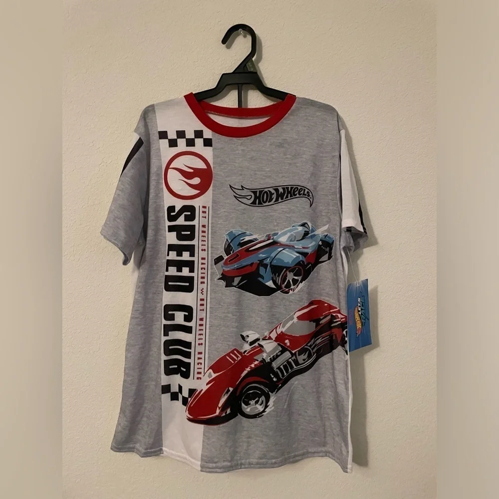 Hot Wheels Kids Short Sleeve cozy pants Pajama Set - Gray and Red size XL 14/16